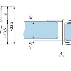 BUDRIO tarpinė h forma, minkšta kojele, L-2,5m. 10mm.