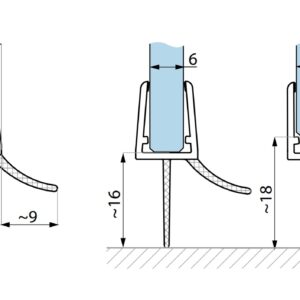 BUDRIO tarpinė PVC apatinė L=2500mm, 6-8mm stiklui CDA